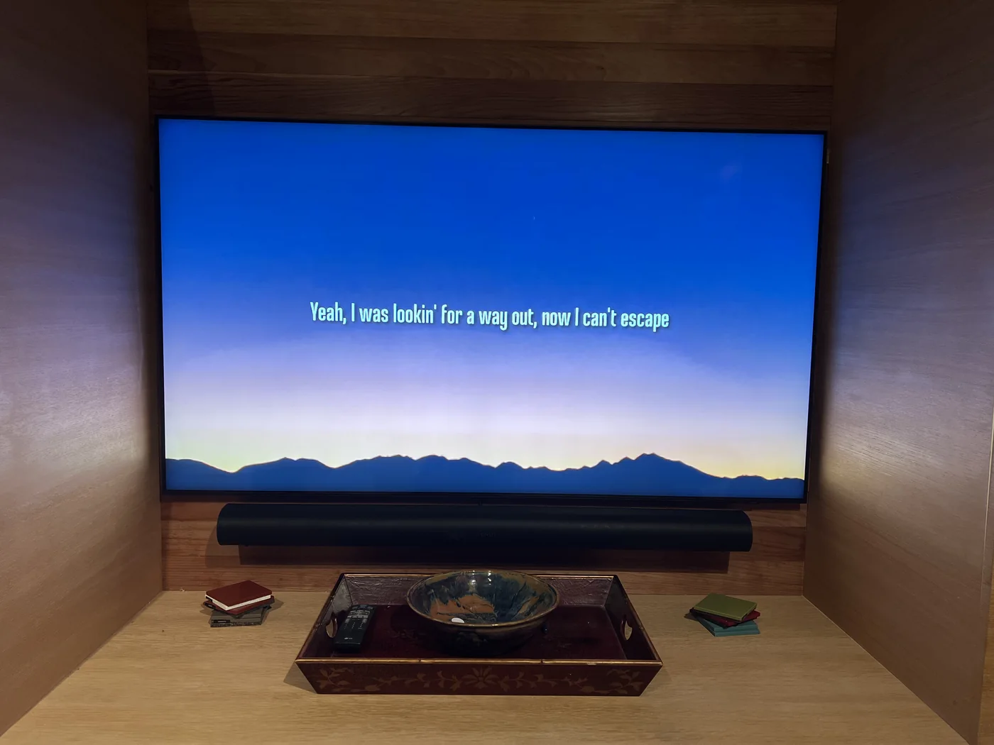 Home theater display showing system status
