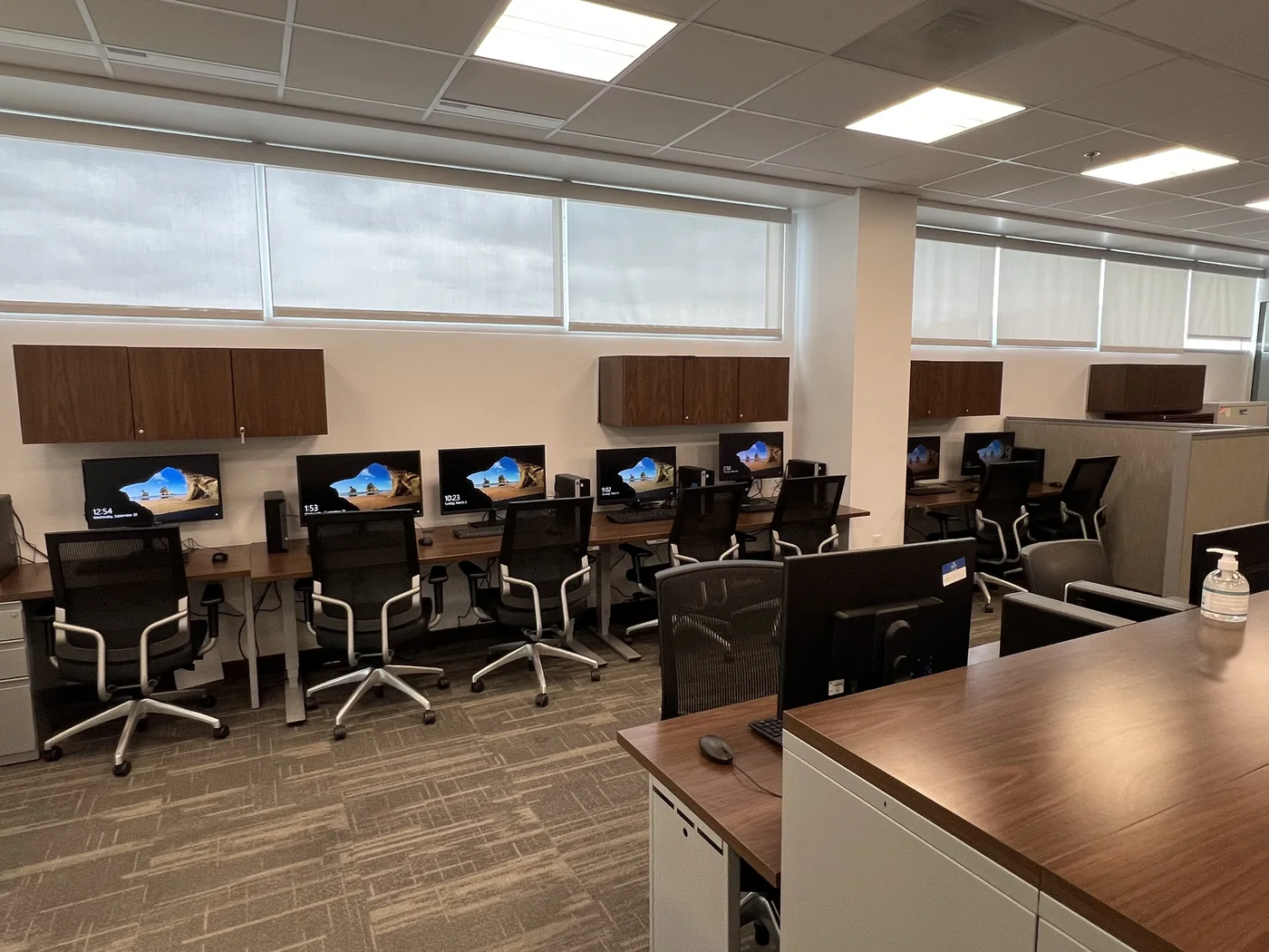 Office workstation deployment with multiple configured desktop stations