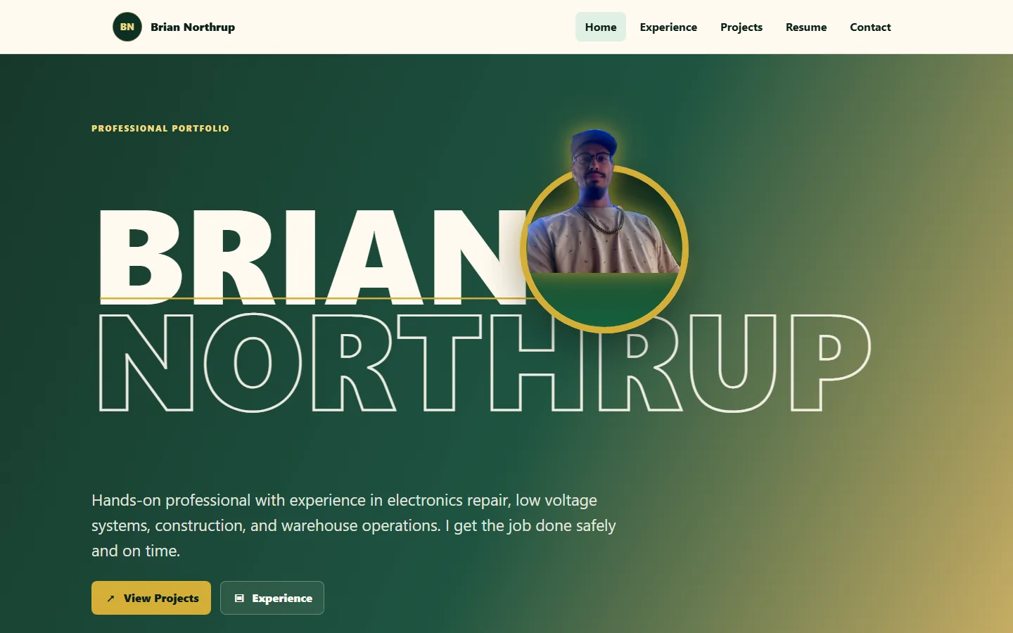 Preview of the briannorthrup.com homepage